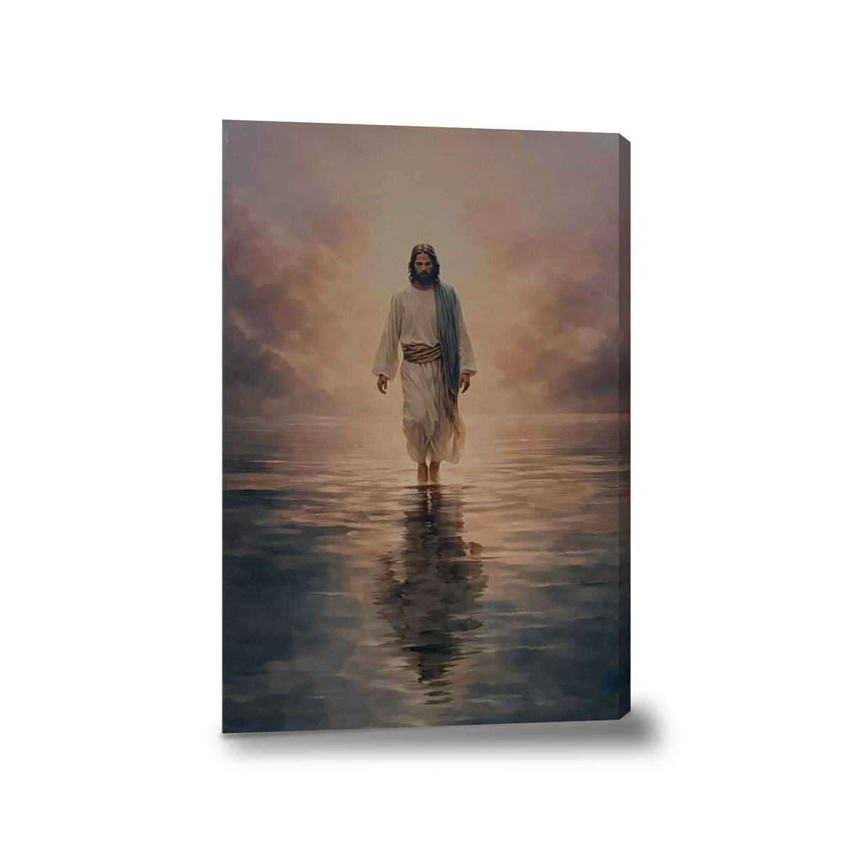 Jesús caminando sobre el agua II - lienzo con bastidor, sin marco, fondo blanco