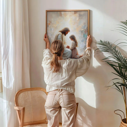 Jesús orando con niña