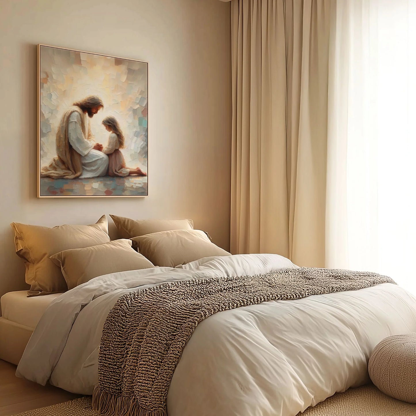 Jesús orando con niña