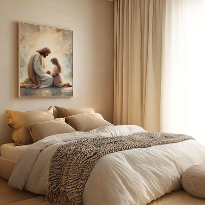 Jesús orando con niña