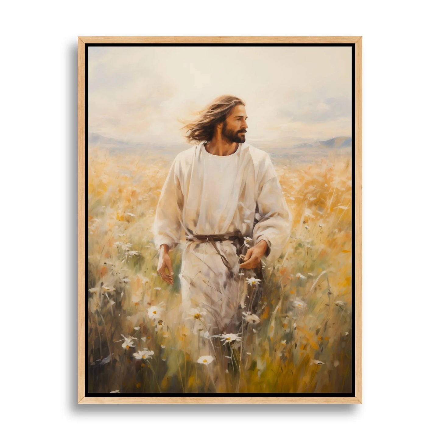 Jesus caminando en el campo