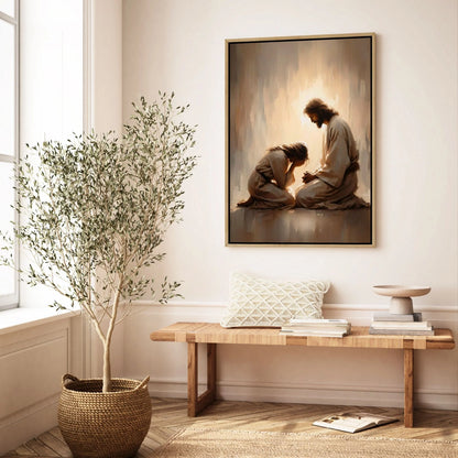 Chica llorando con Jesús