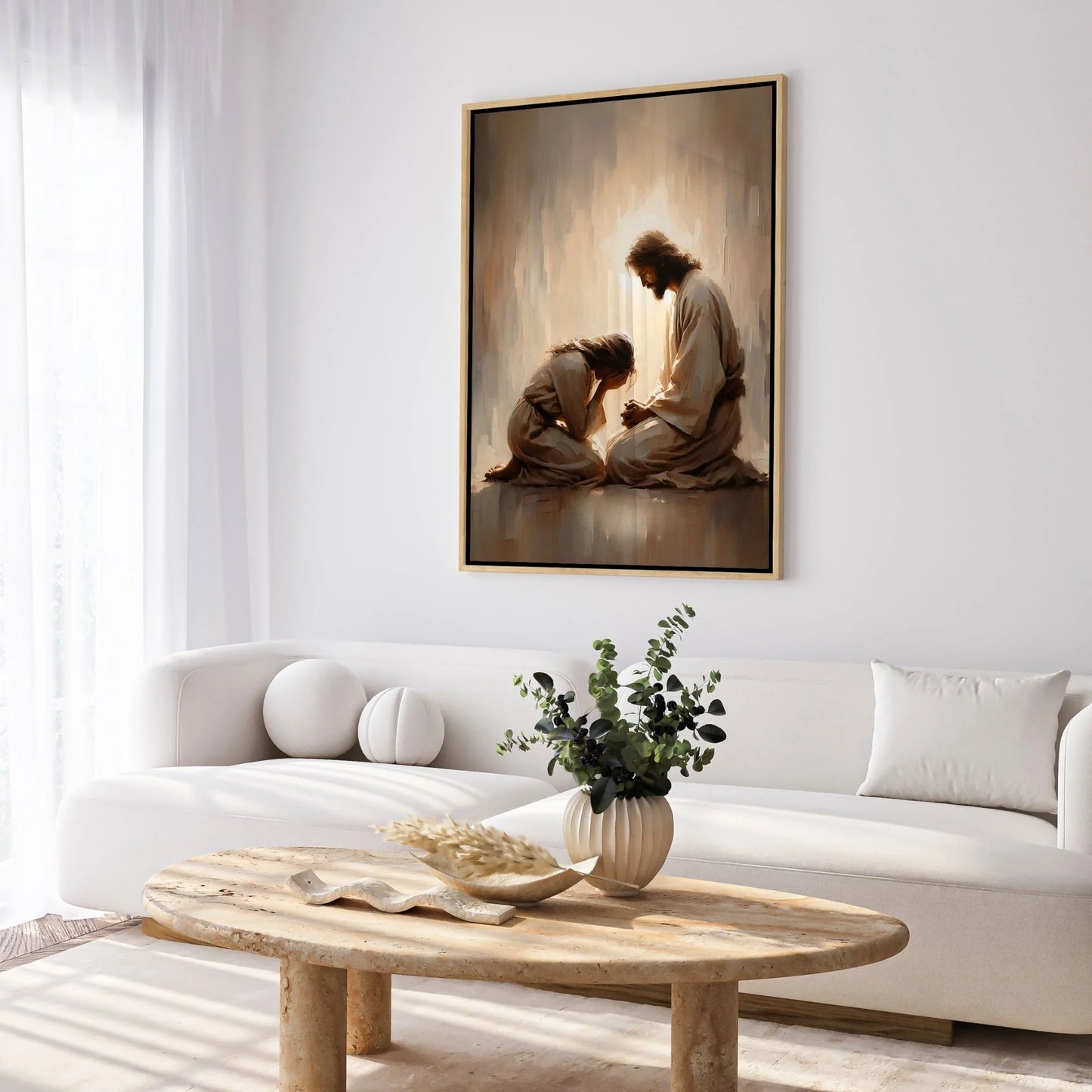 Chica llorando con Jesús