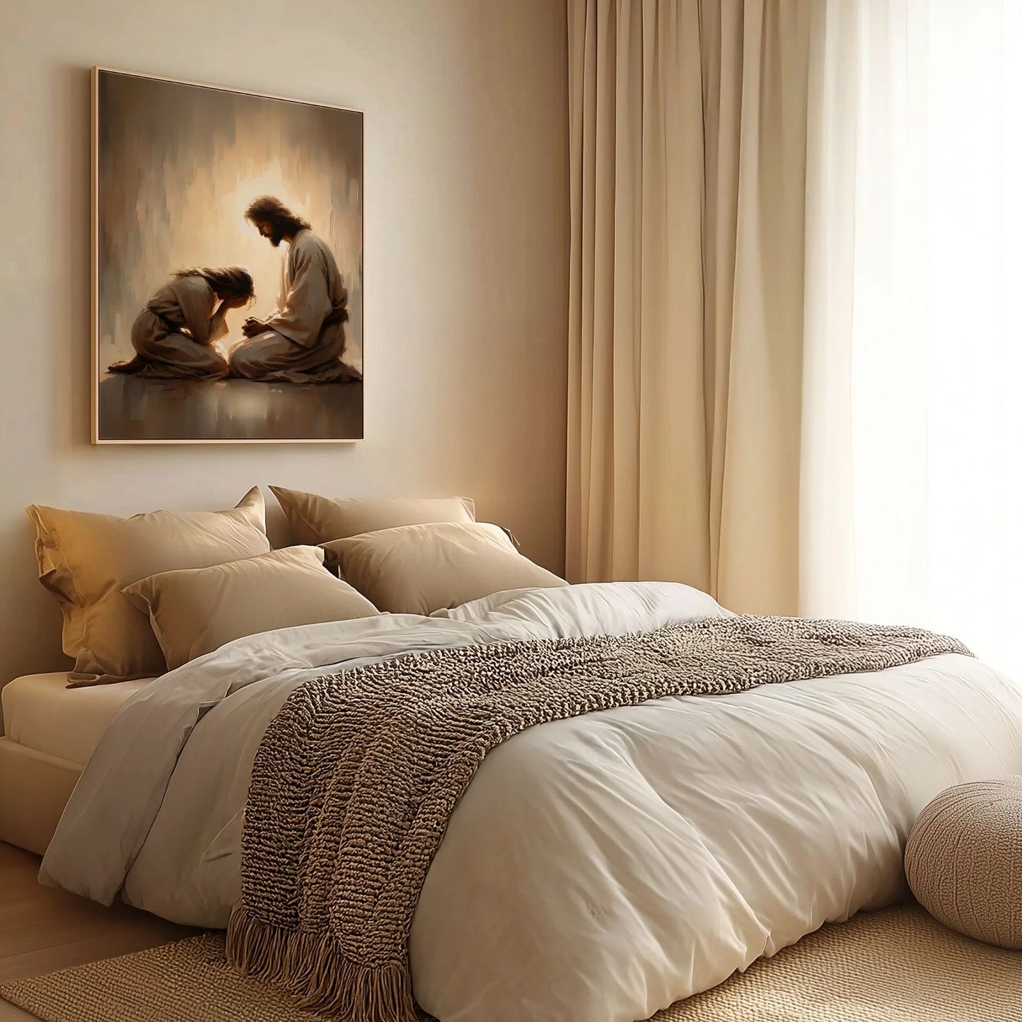 Chica llorando con Jesús