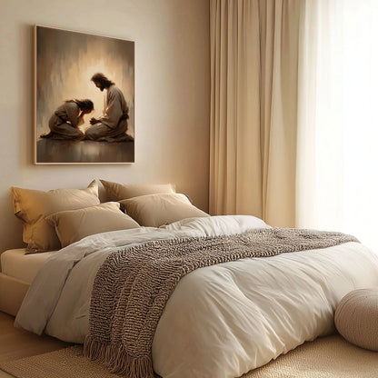 Chica llorando con Jesús