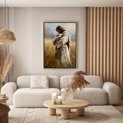 Jesús sosteniendo la oveja perdida