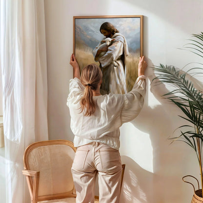 Jesús sosteniendo la oveja perdida