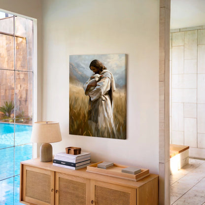 Jesús sosteniendo la oveja perdida