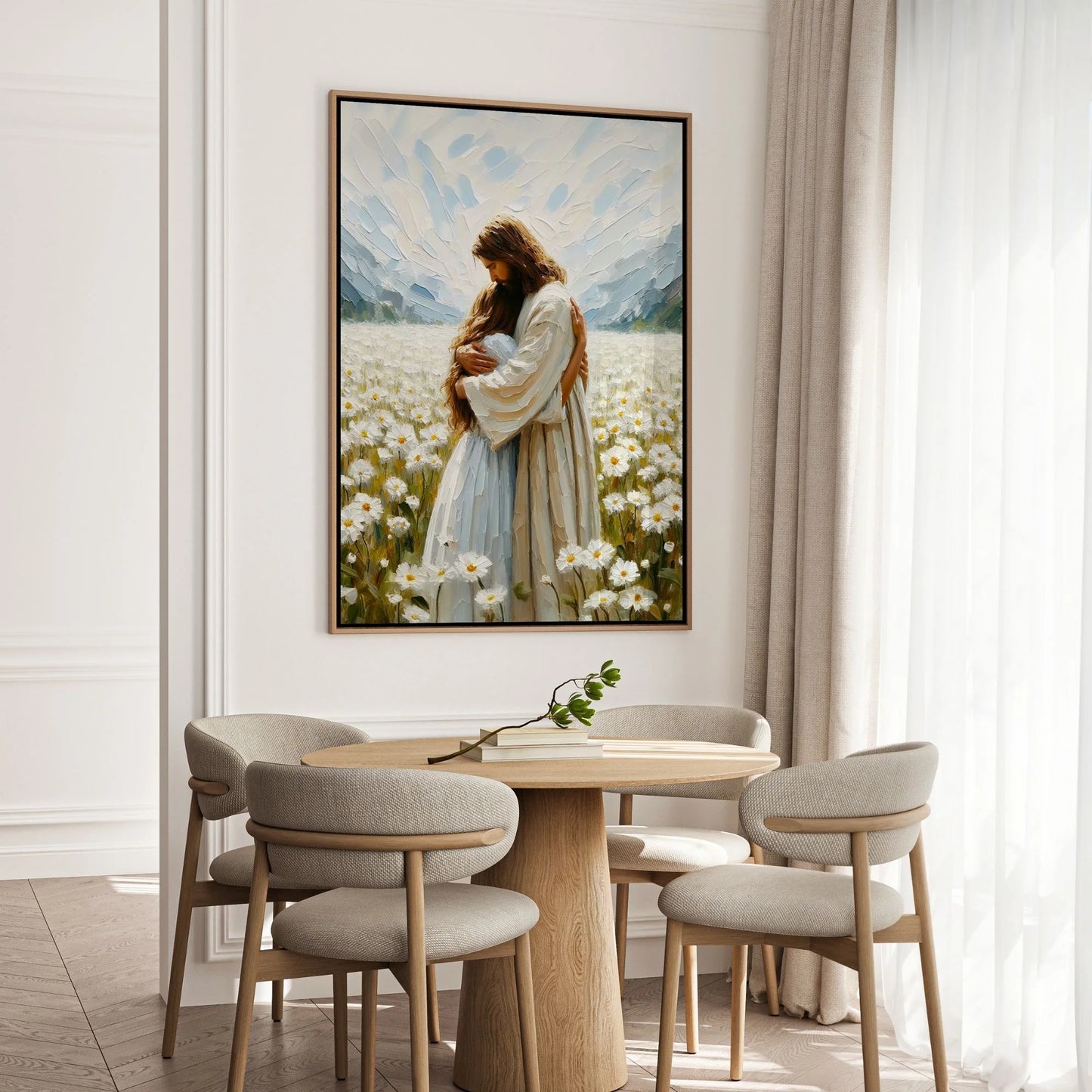 Jesús abrazando a mujer