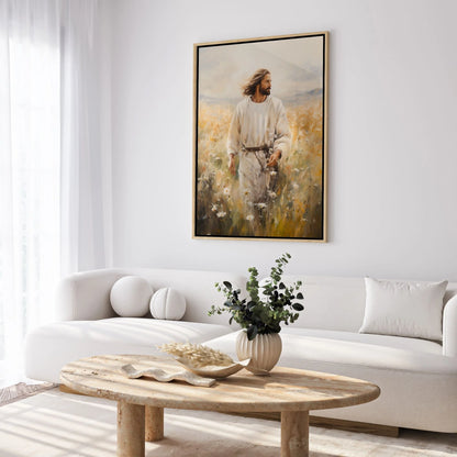 Jesus caminando en el campo