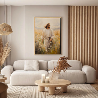 Jesus caminando en el campo