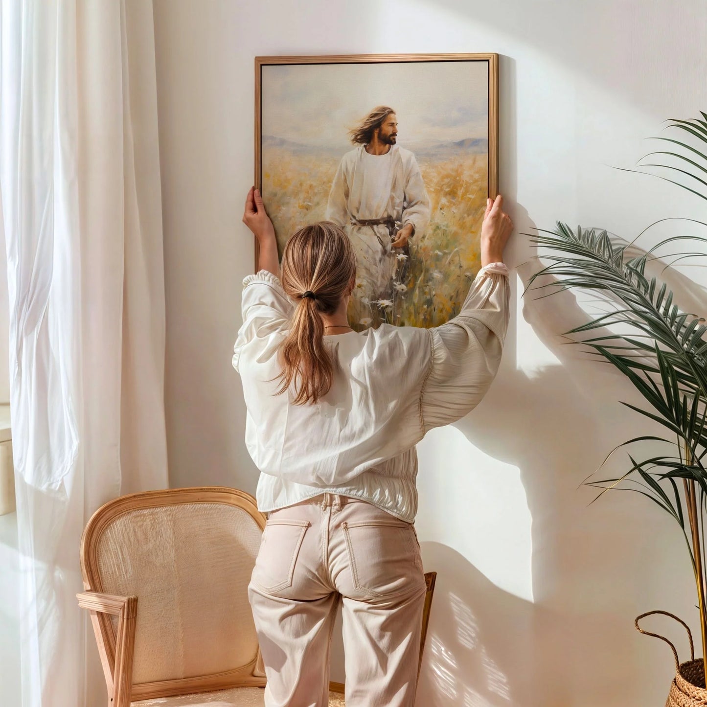 Jesus caminando en el campo