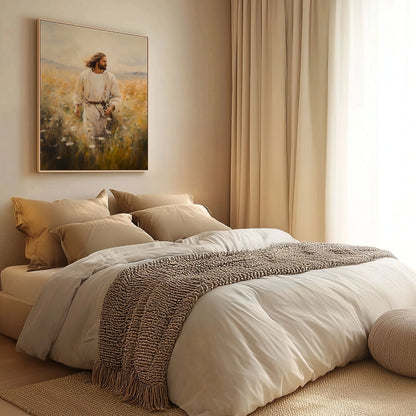 Jesus caminando en el campo