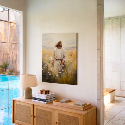 Jesus caminando en el campo