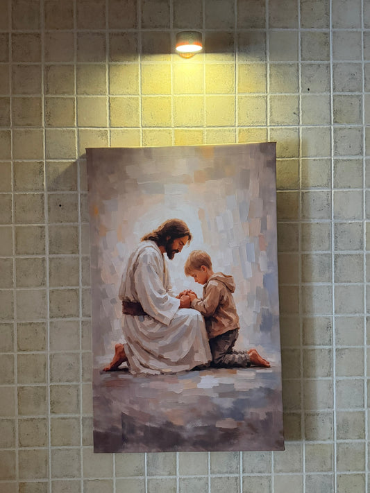 Jesús orando con niño