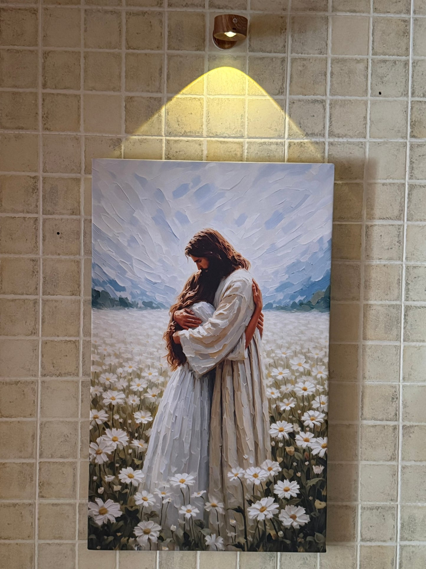 Jesús abrazando a mujer