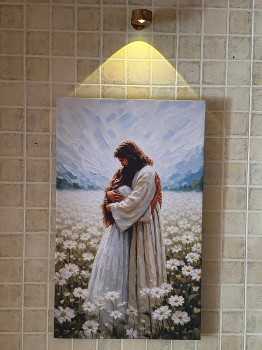 Jesús abrazando a mujer