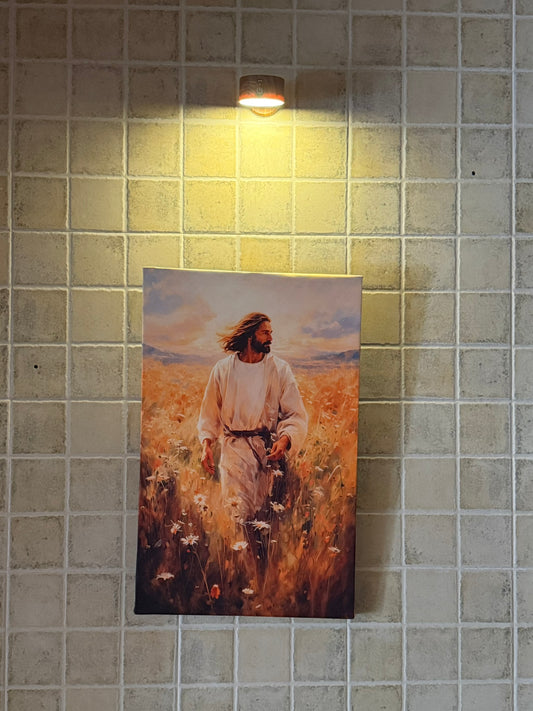 Jesus caminando en el campo