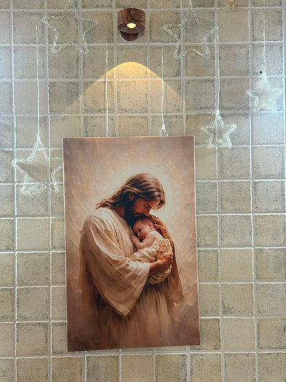 Jesús sosteniendo a bebé