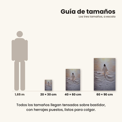 Jesús caminando sobre el agua I - guía de tamaños 20x30, 40x60 y 60x90 cm