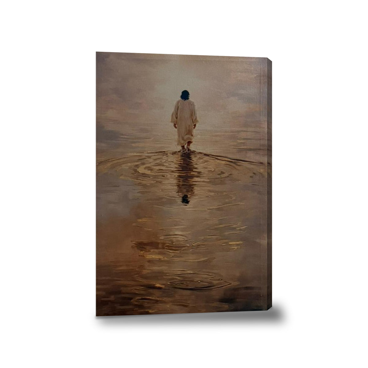 Jesús caminando sobre el agua IV - lienzo con bastidor, sin marco, fondo blanco