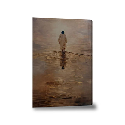 Jesús caminando sobre el agua IV - lienzo con bastidor, sin marco, fondo blanco