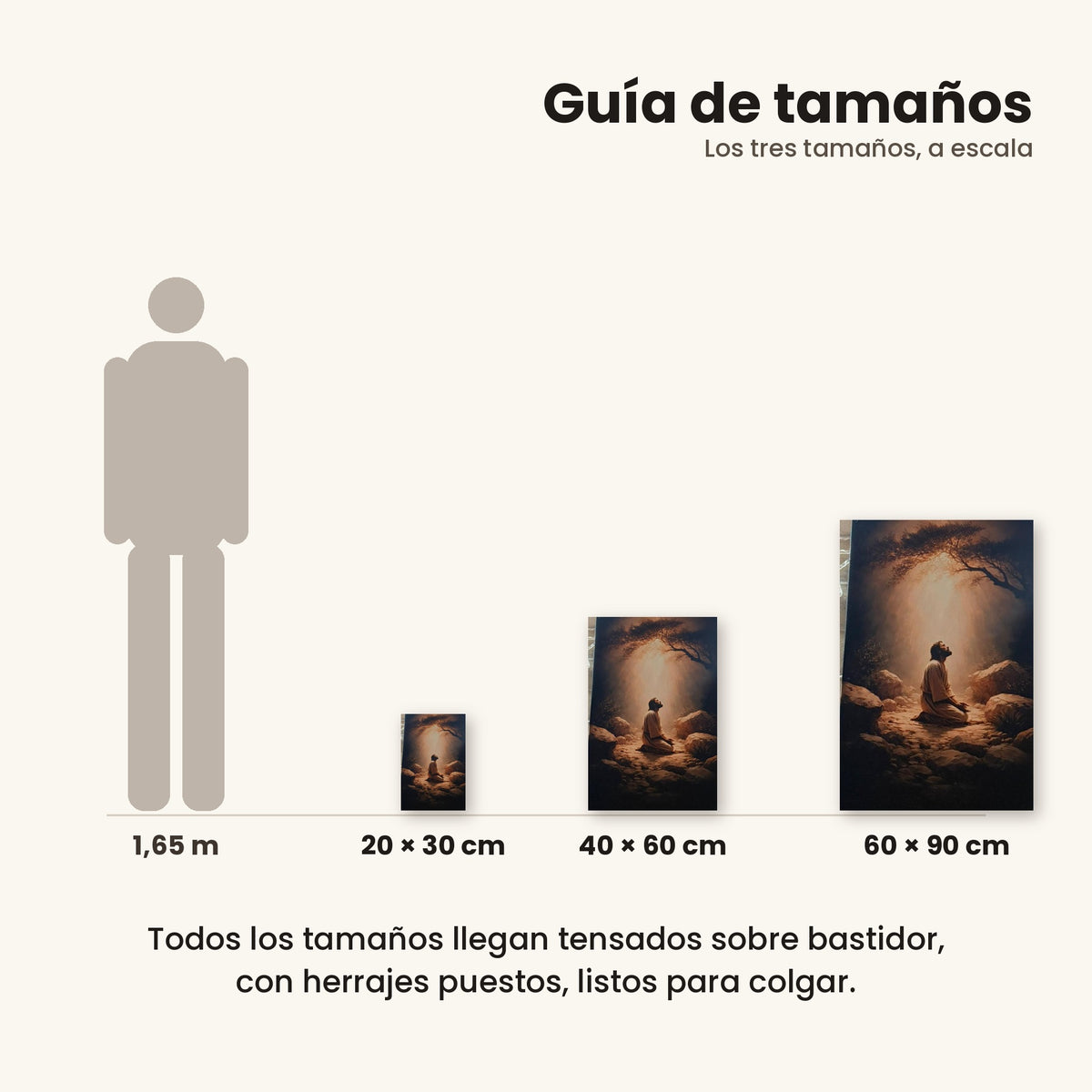 Jesús en el huerto de Getsemaní - guía de tamaños 20x30, 40x60 y 60x90 cm