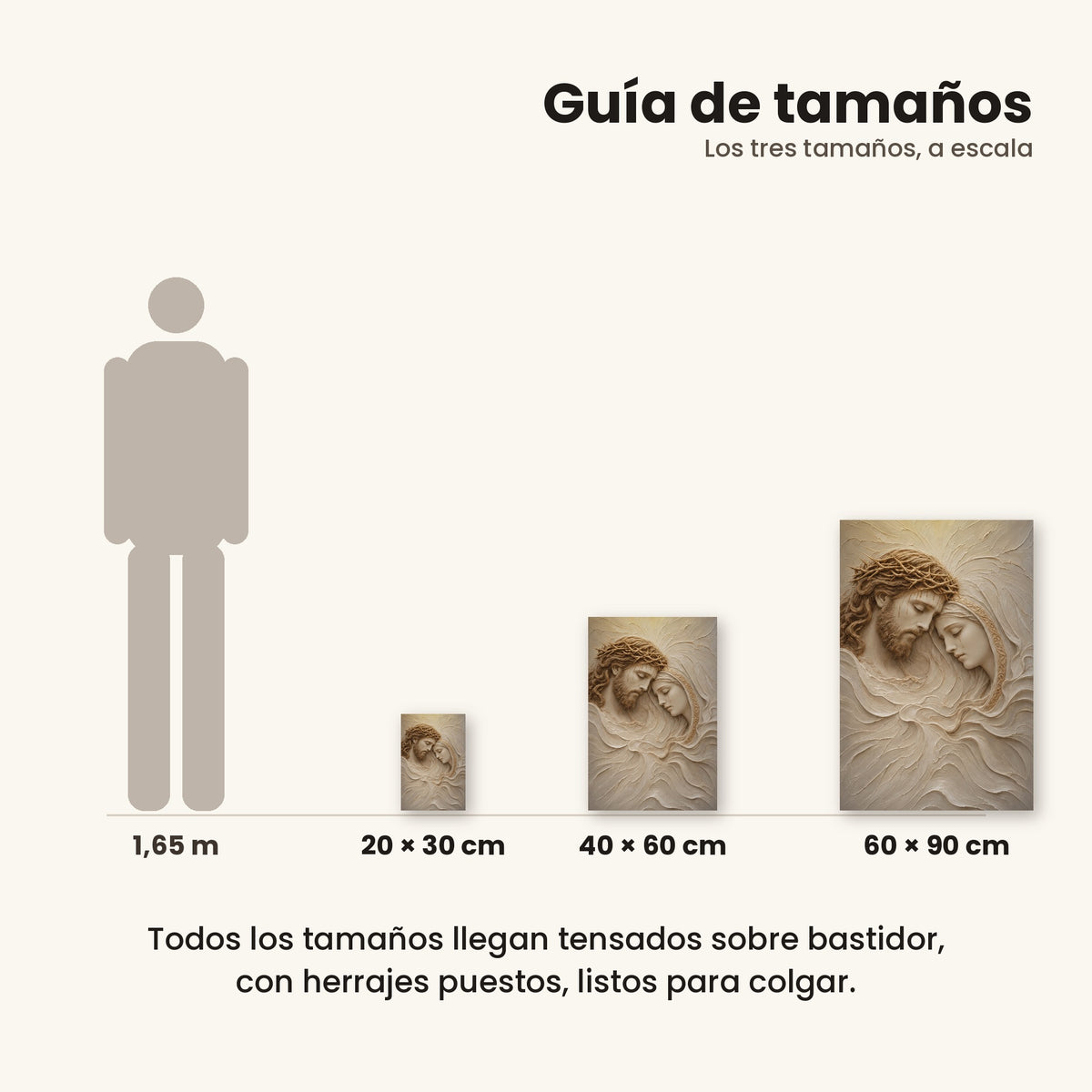 Madre de los Dolores - guía de tamaños 20x30, 40x60 y 60x90 cm