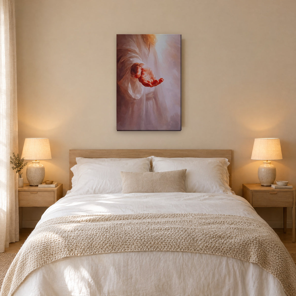 Mano de Jesús - cuadro en dormitorio