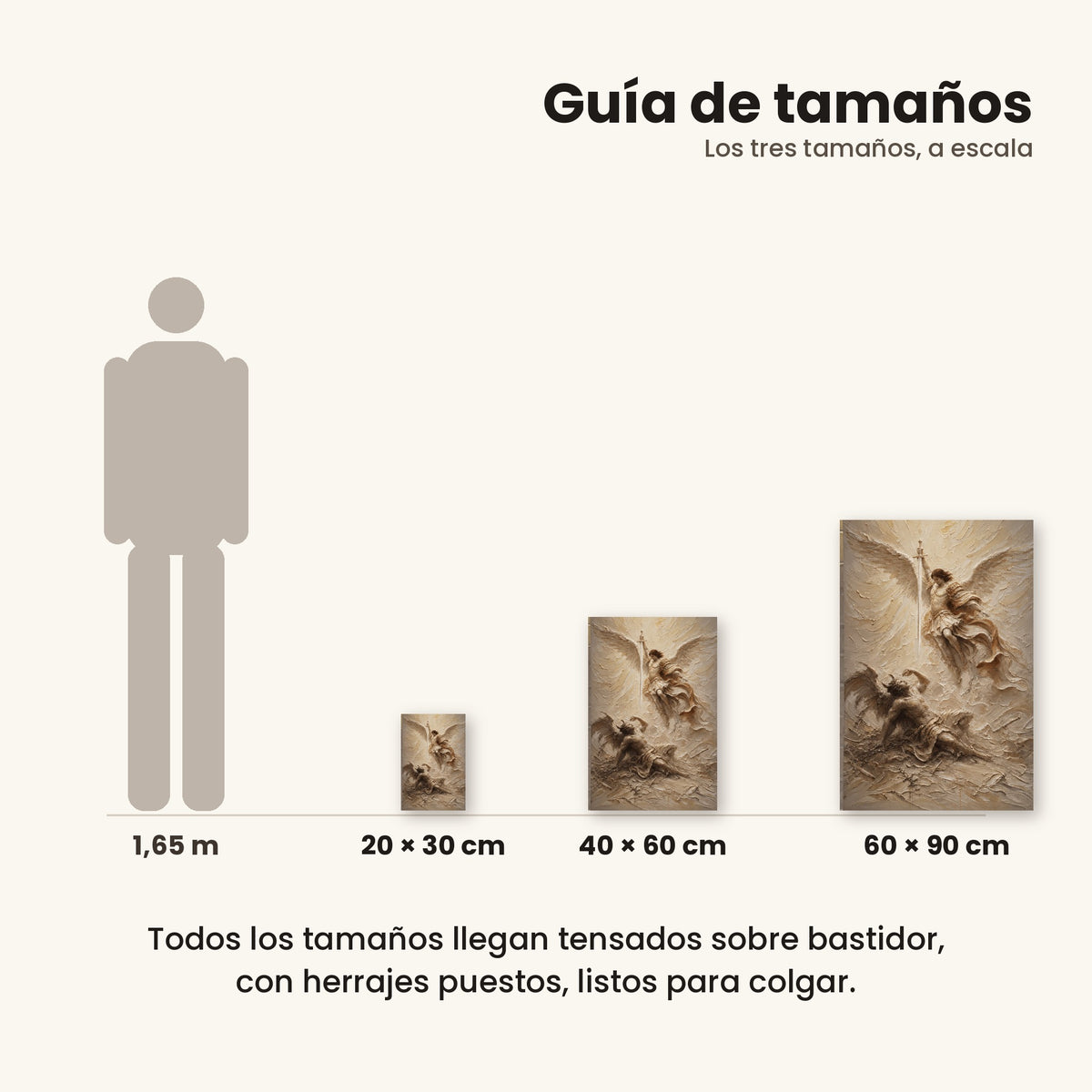 Miguel Victorioso - guía de tamaños 20x30, 40x60 y 60x90 cm