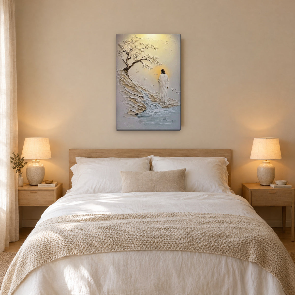 Jesús orilla del río - cuadro en dormitorio