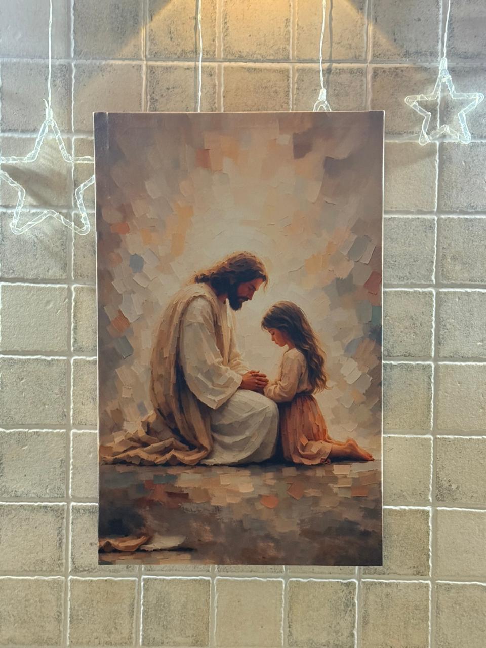 Jesús orando con niña