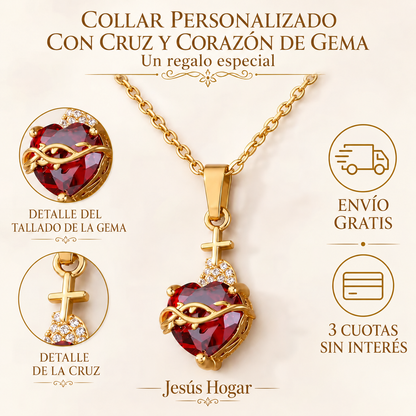Collar Sagrado Corazón de Jesús Bañado en Oro