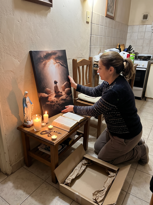 Cliente con cuadro Jesús en el huerto de Getsemaní